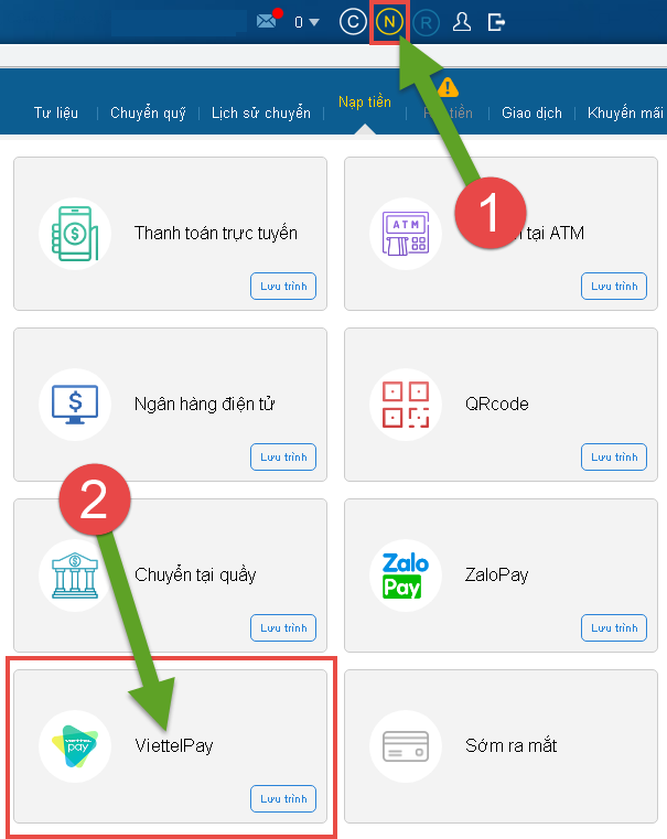 Cách nạp tiền trang KUBET bằng hình thức ViettelPay